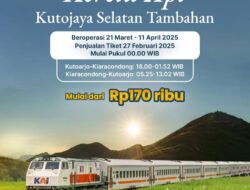 Angkutan Lebaran 2025, KAI Daop 2 Tambah Lagi 2 Kereta Tambahan, Total Ada 5 KA Tambahan