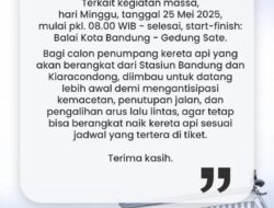 Antisipasi Dampak Pawai Kemenangan Persib di Kota Bandung, KAI Daop 2 Himbau Pelanggan Datang Lebih Awal ke Stasiun
